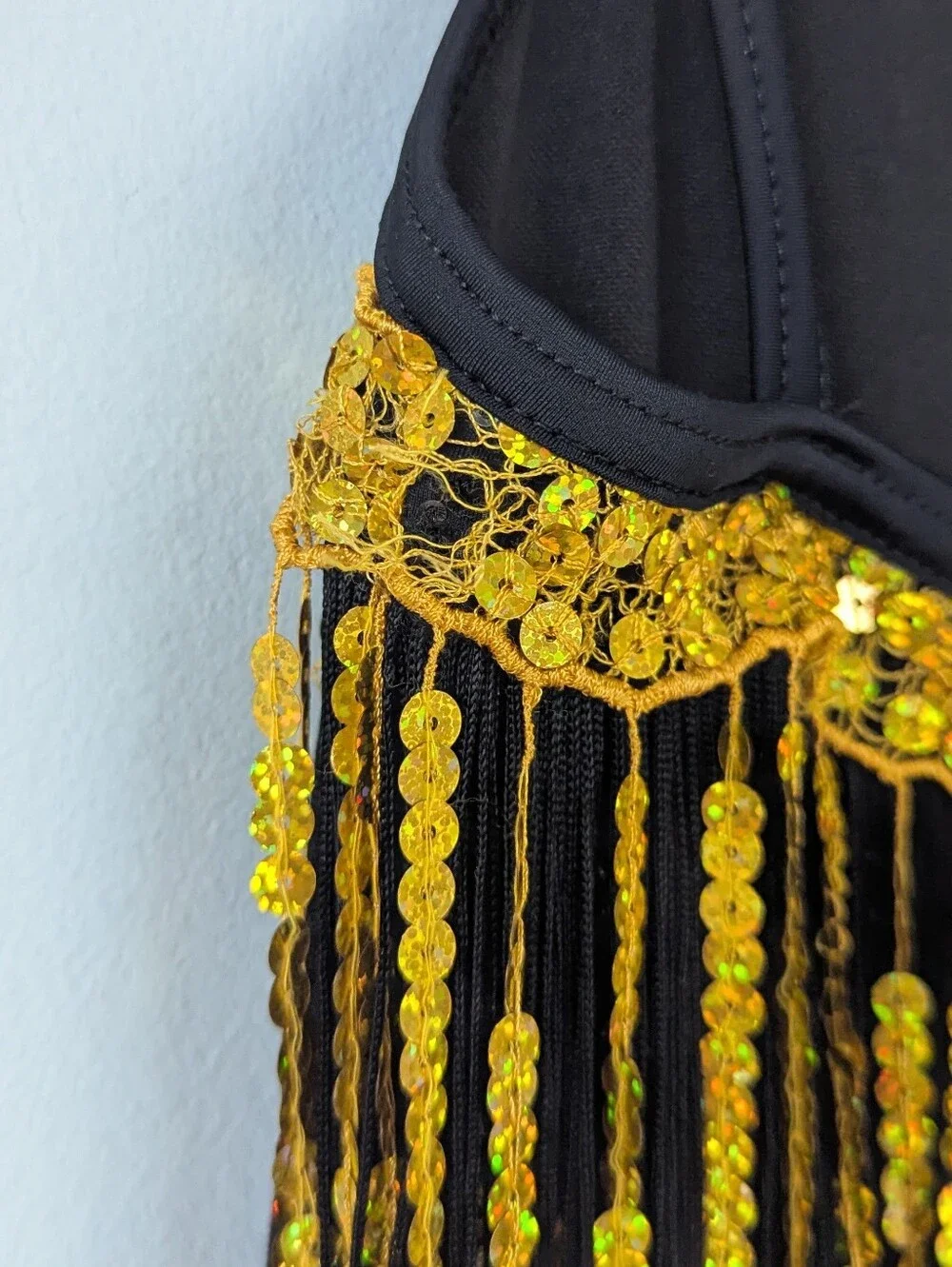 Weissman Girls SC Boom Boom Black & Gold Sequin Fringe Biketard Dance Costume